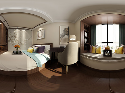 中式卧室全景整体全景模型