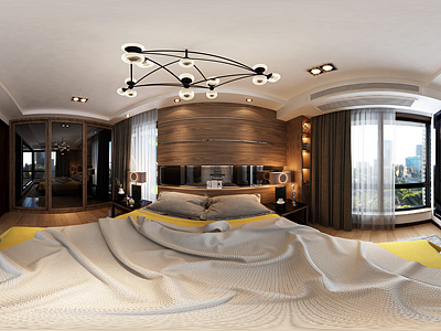 现代卧室全景整体全景模型