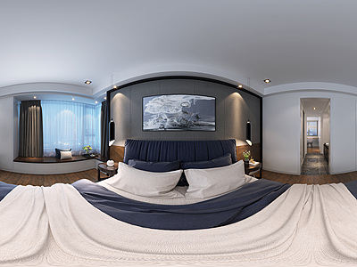 现代卧室全景整体全景模型