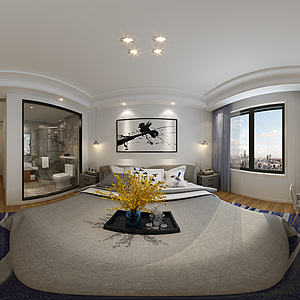 现代卧室全景整体模型