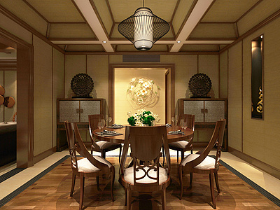 中式客厅家装整体模型