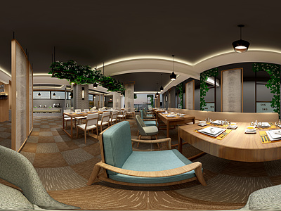 现代餐厅全景3d模型3d模型