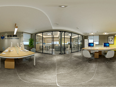 现代办公室全景整体全景模型