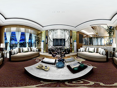 中式客厅全景模型3d模型3d模型