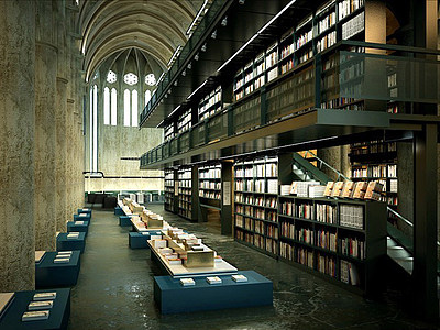 图书馆阅览室整体模型