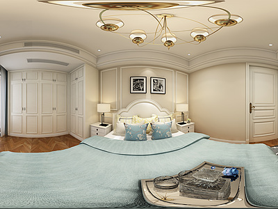 现代卧室全景模型整体全景模型
