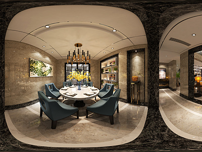 新古典客餐厅全景模型3d模型