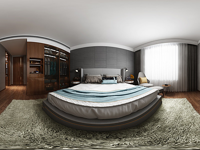 现代卧室全景模型