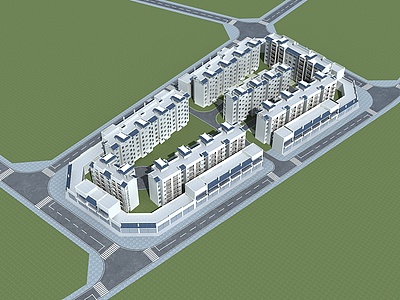 多层住宅小区3d模型3d模型