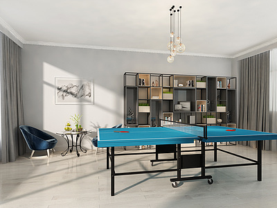 现代乒乓球室整体模型