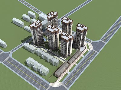 高层住宅小区整体模型
