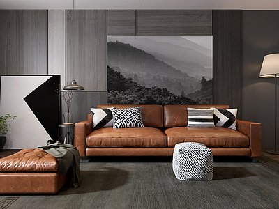 现代轻奢沙发组合整体模型