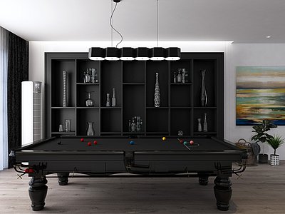 现代装饰柜摆件台球桌组合3d模型