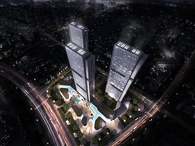 俯视鸟瞰城市3d模型