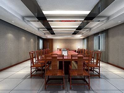 中式会议室整体模型