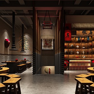 古典中式餐厅整体模型