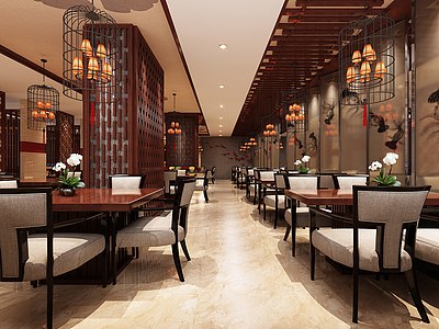 大型中式餐厅，大型餐馆3d模型