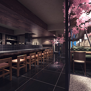 日式樱花餐厅整体模型