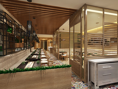 商业空间餐厅整体模型