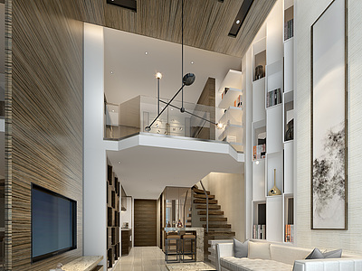 loft现代风格客厅整体模型