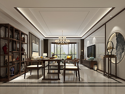 中式风格客厅整体模型
