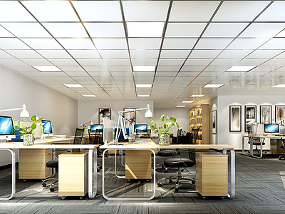 现代简约办公区前台接待3d模型