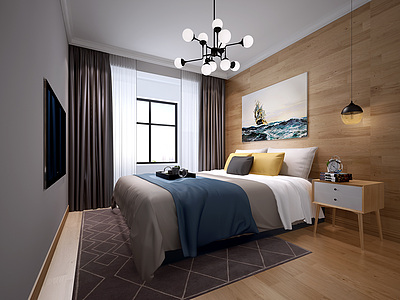 现代北欧卧室3d模型3d模型