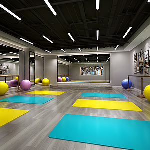 健身房瑜伽室整体模型