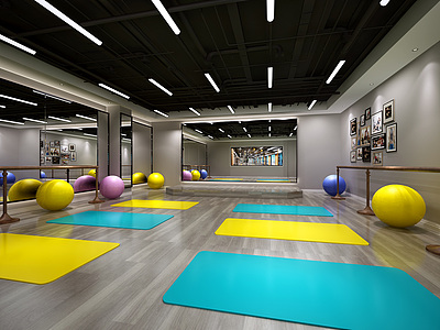 健身房瑜伽室整体模型