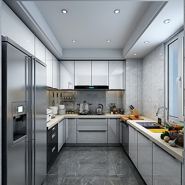 现代轻奢厨房橱柜3D家装模型