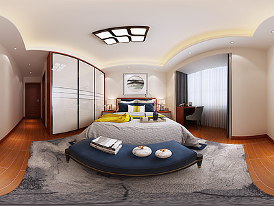 新中式卧室3d模型3d模型