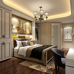 欧式风格的卧室整体模型