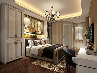 欧式风格的卧室整体模型