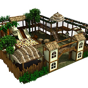 稻草风格淘气堡儿童乐园整体模型