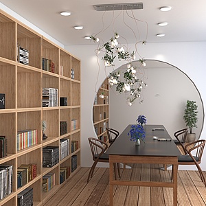 现代简约书房整体模型