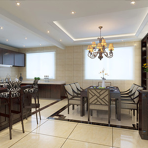 新中式别墅客厅整体模型