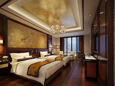 中式酒店客房整体模型