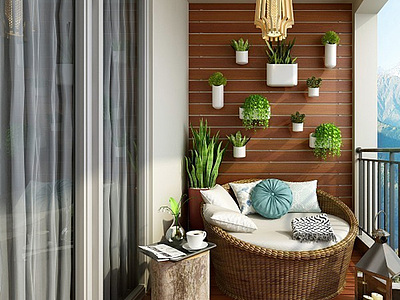 植物装饰墙整体模型
