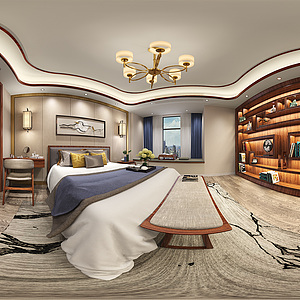 中式卧室全景整体模型