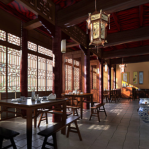 古典中式饭馆整体模型