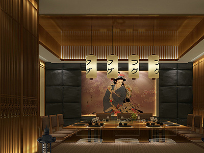日式餐厅包房整体模型