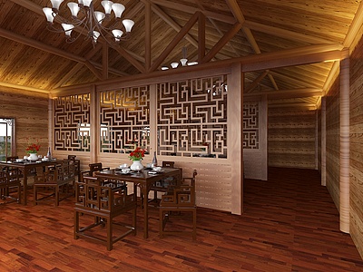木屋饭店3d模型