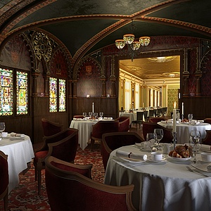 欧式豪华西餐厅整体模型