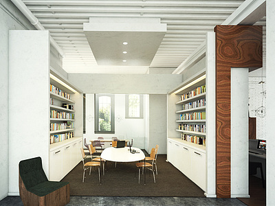 现代简约阅读室整体模型
