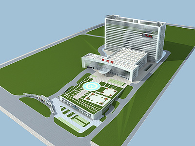 医院鸟瞰图3d模型