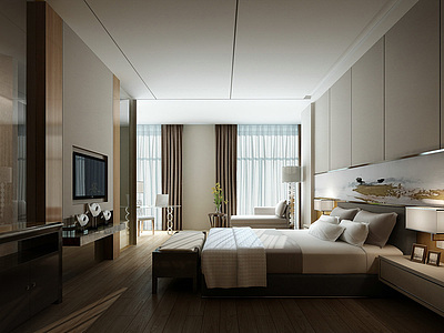 酒店卧室整体模型