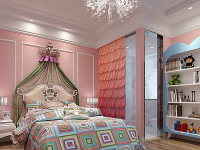 粉红色公主卧室整体模型