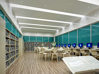 现代图书馆整体模型