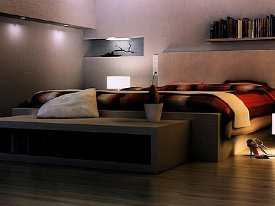 现代时尚卧室整体模型