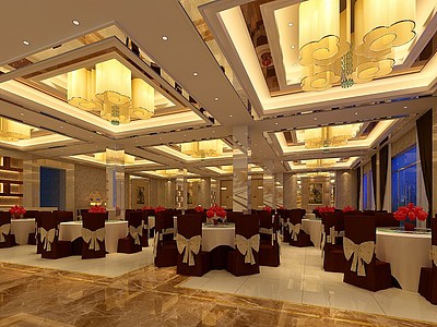 酒店餐厅整体模型